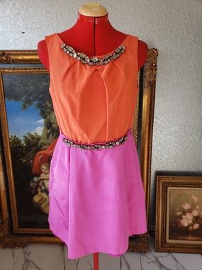 Single Dress Coral Sheath Dress - Elegant Women's Dress